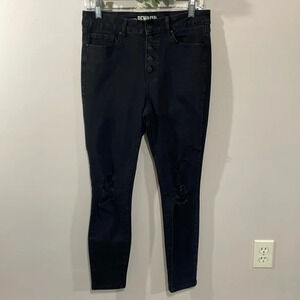 Rewash Brand High Rise Black Denim Jeans Button Fly Distressed 9/29
